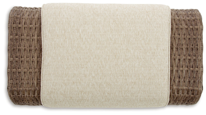 Sandy Bloom Beige Outdoor Ottoman With Cushion