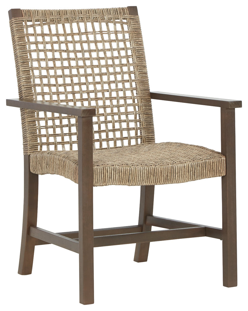 Germalia Brown Outdoor Dining Arm Chair (Set of 2)