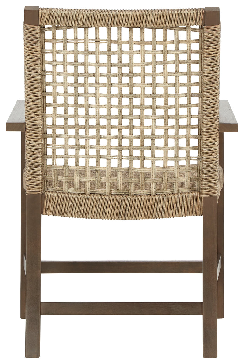 Germalia Brown Outdoor Dining Arm Chair (Set of 2)