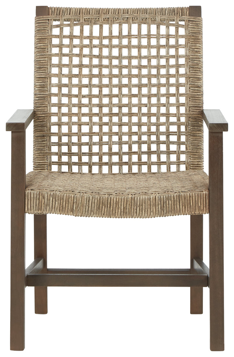 Germalia Brown Outdoor Dining Arm Chair (Set of 2)