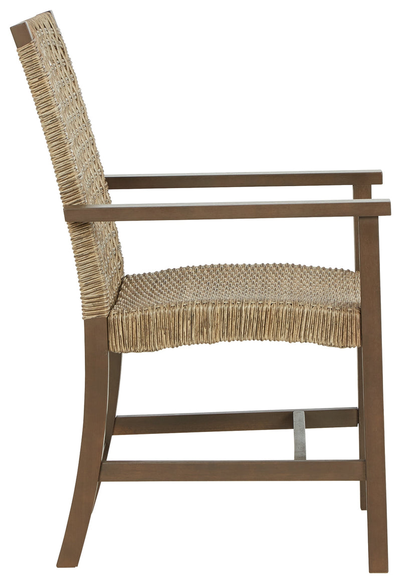 Germalia Brown Outdoor Dining Arm Chair (Set of 2)