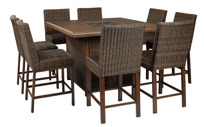 Paradise Medium Brown Trail Outdoor Dining Table And 8 Chairs