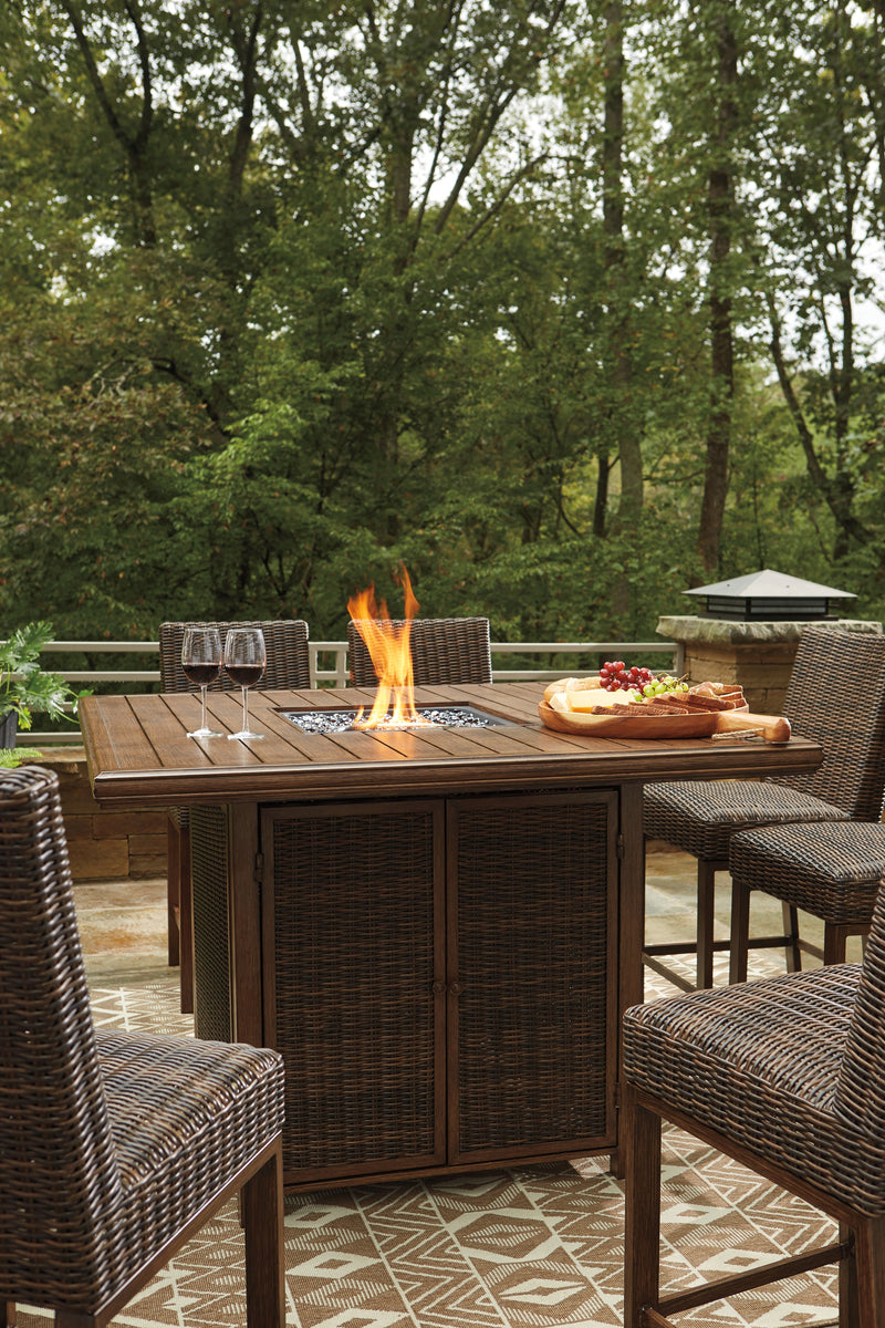 Paradise Medium Brown Trail Outdoor Dining Table And 8 Chairs