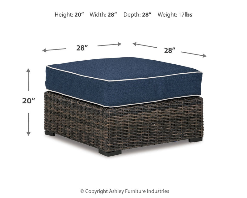 Grasson Lane Brown/blue Ottoman With Cushion