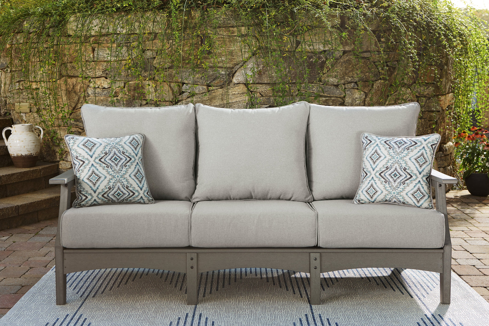 Visola Gray Outdoor Sofa With Cushion