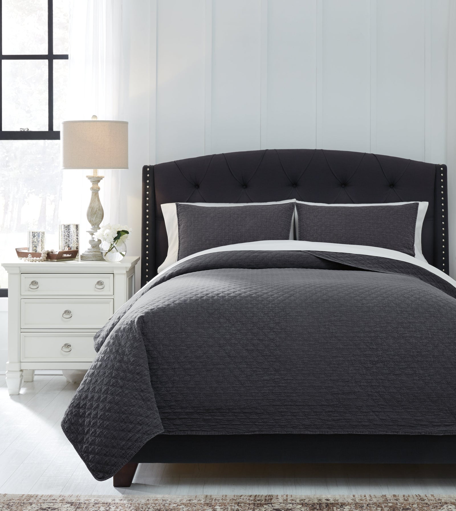 Ryter Charcoal 3-Piece Queen Coverlet Set