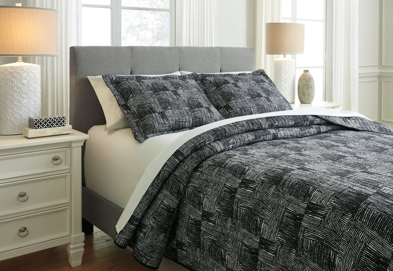 Jabesh Black 3-Piece Queen Quilt Set