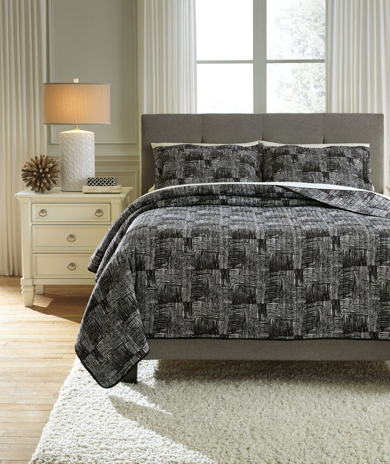 Jabesh Black 3-Piece Queen Quilt Set