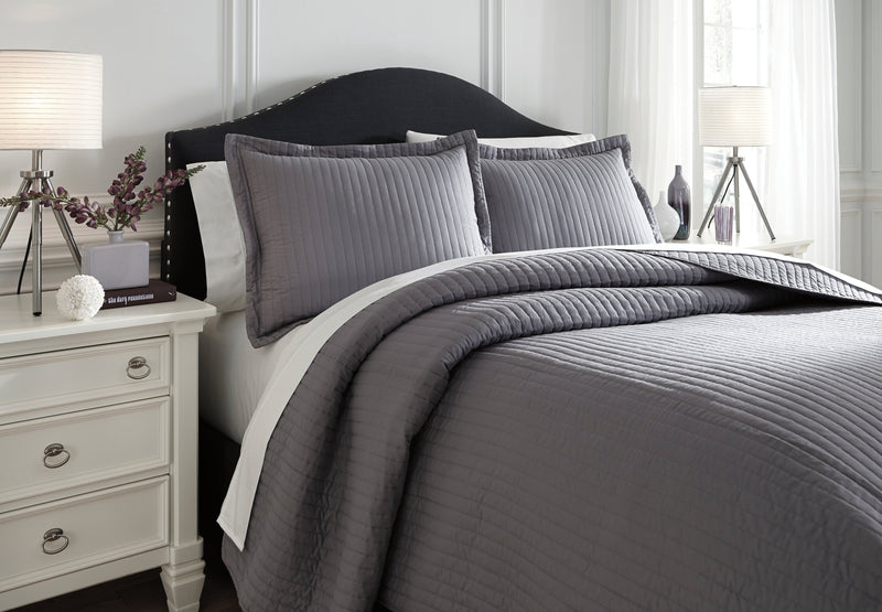 Raleda Gray 3-Piece Queen Coverlet Set