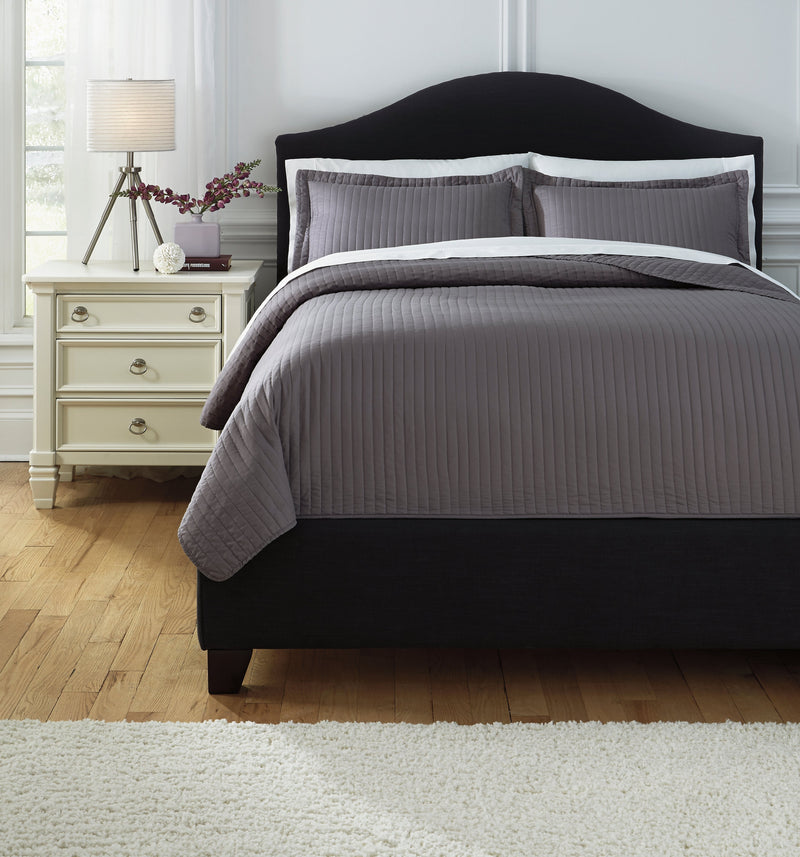 Raleda Gray 3-Piece Queen Coverlet Set