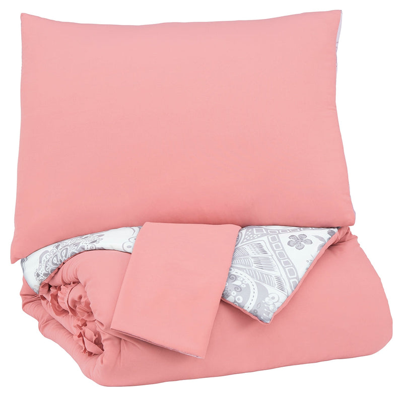Avaleigh Pink/white/gray Full Comforter Set