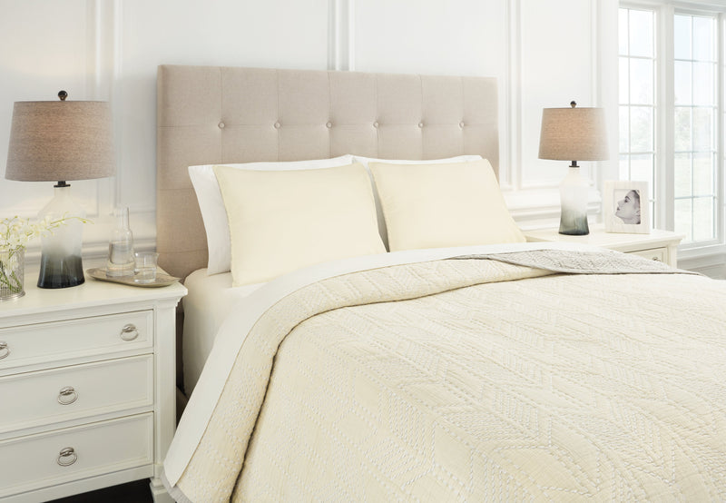 Jaxine Gray White Cream King Coverlet Set