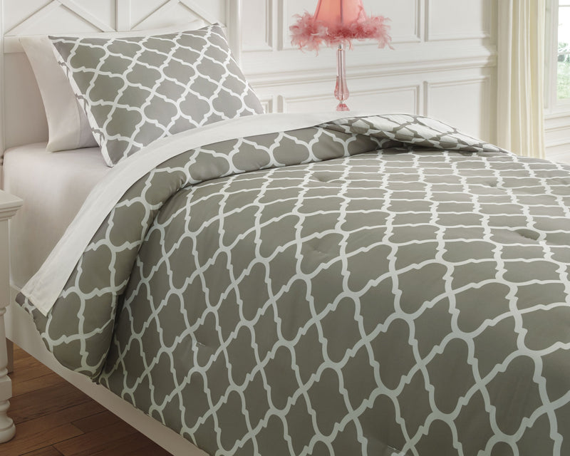 Media Gray White 2-Piece Twin Comforter Set