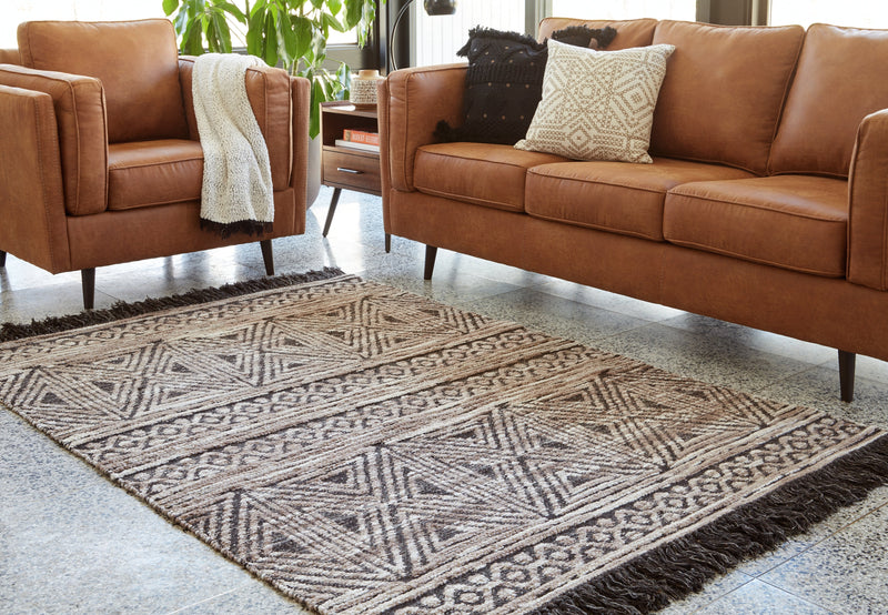 Kylin Taupe Charcoal White 5' X 7' Rug