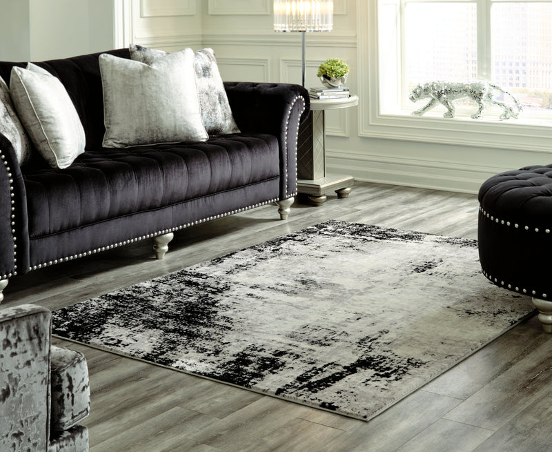 Zekeman Black Cream Gray 7'10" X 10' Rug