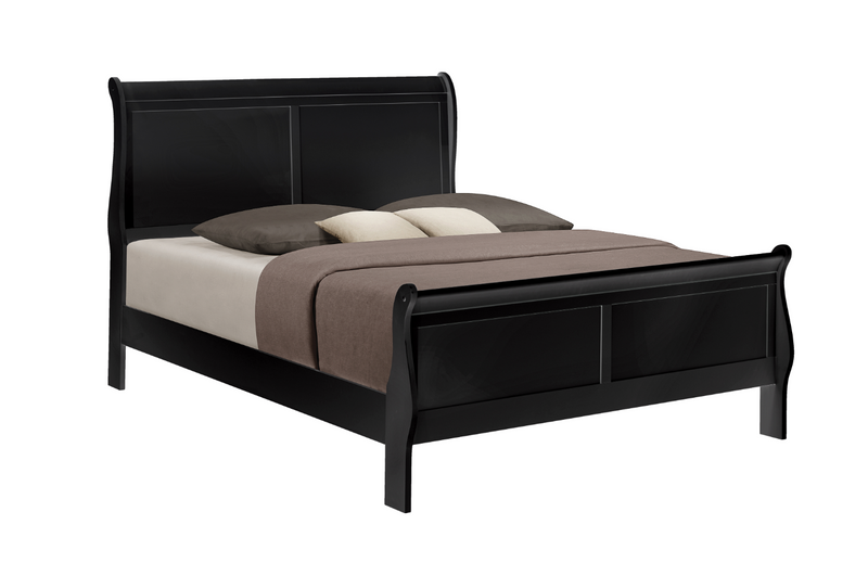 Louis Philip Black Classic And Modern Wood Twin Sleigh Bed