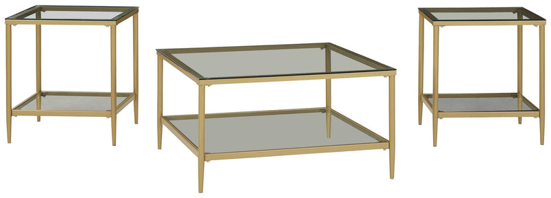 Zerika Gold Finish Table (Set of 3)