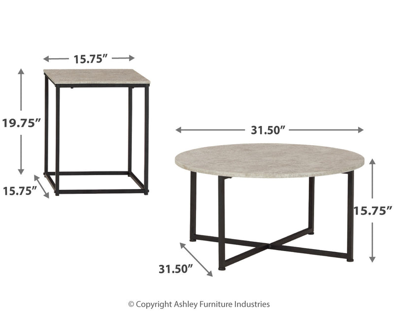 Lazabon Gray Black Table (Set of 3)