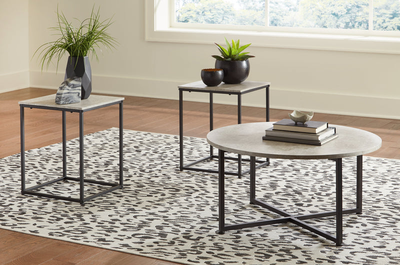 Lazabon Gray Black Table (Set of 3)