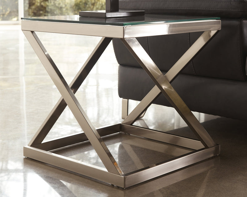 Coylin Brushed Nickel Finish 2 End Tables