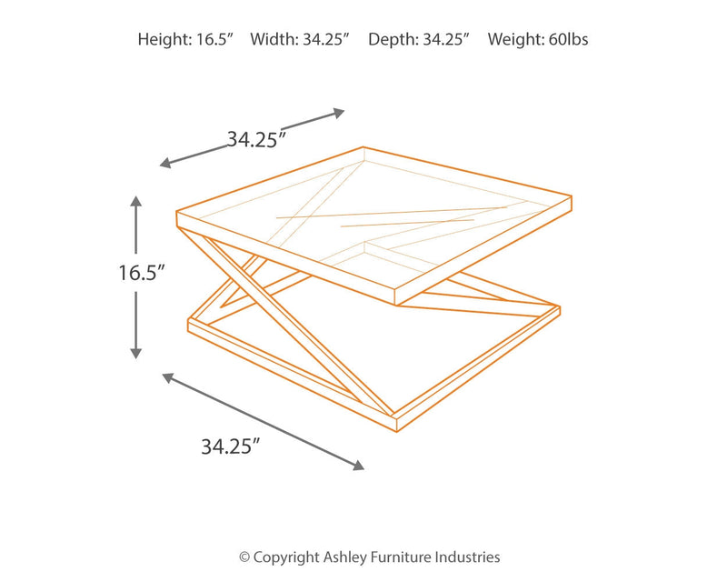 Coylin Brushed Nickel Finish Coffee Table