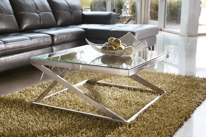 Coylin Brushed Nickel Finish Coffee Table