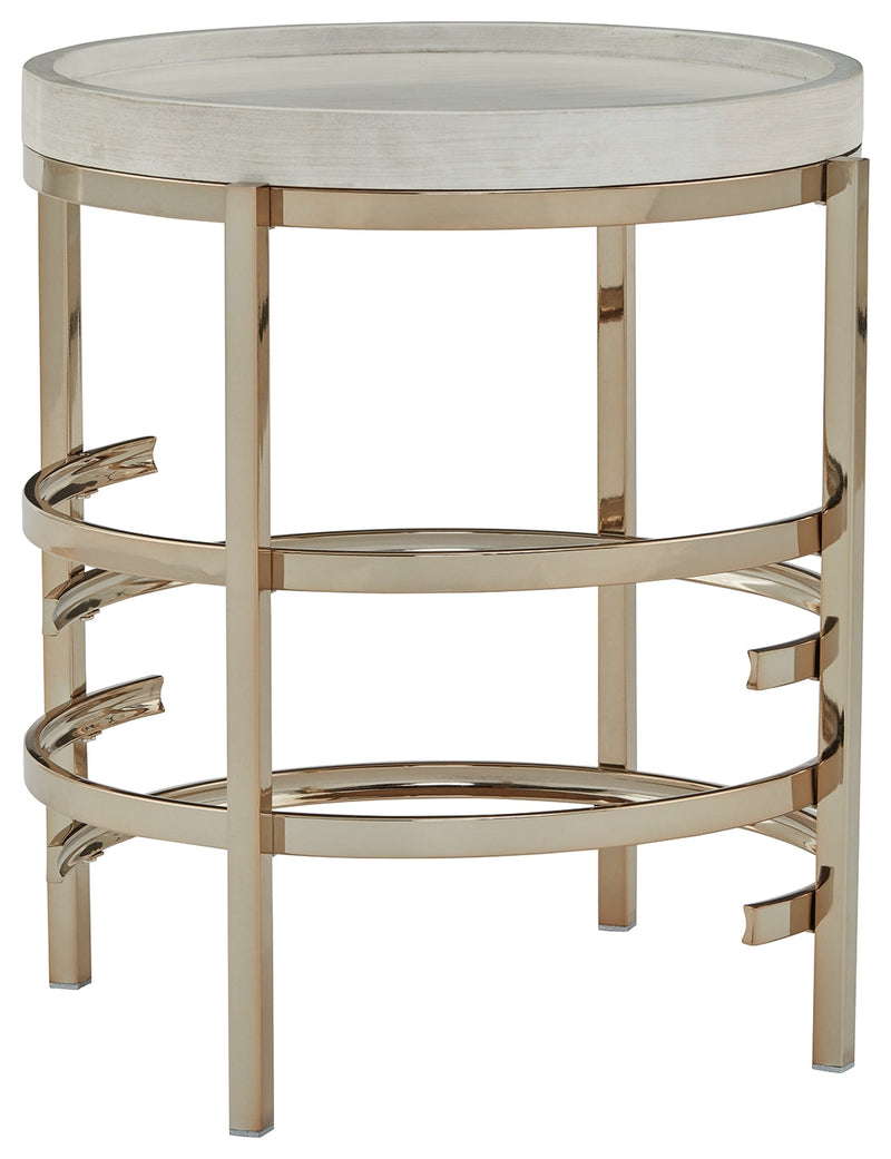 Montiflyn White Gold Finish End Table