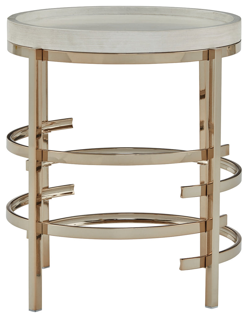 Montiflyn White Gold Finish End Table