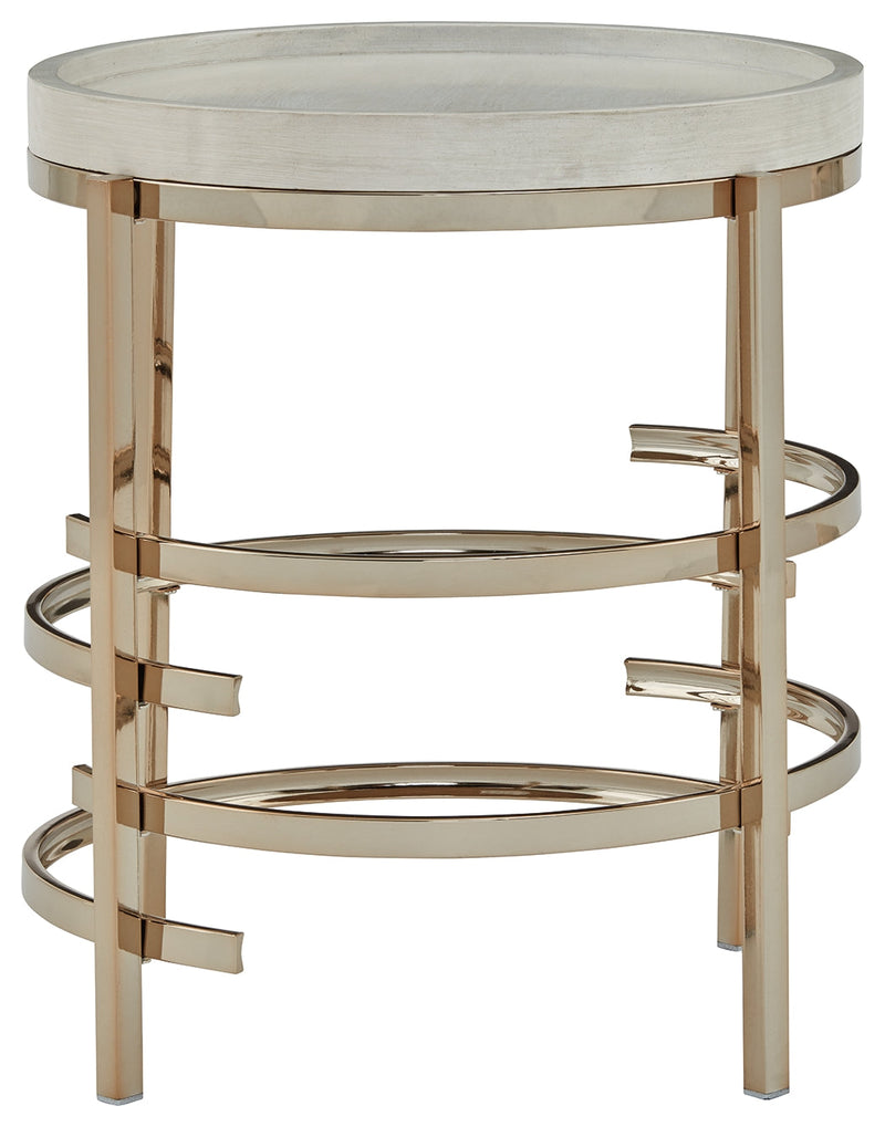 Montiflyn White Gold Finish End Table