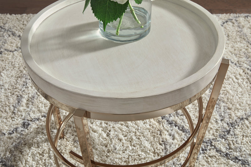 Montiflyn White Gold Finish End Table