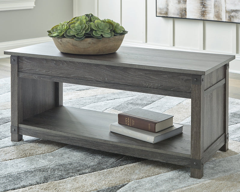 Freedan Grayish Brown Lift-top Coffee Table