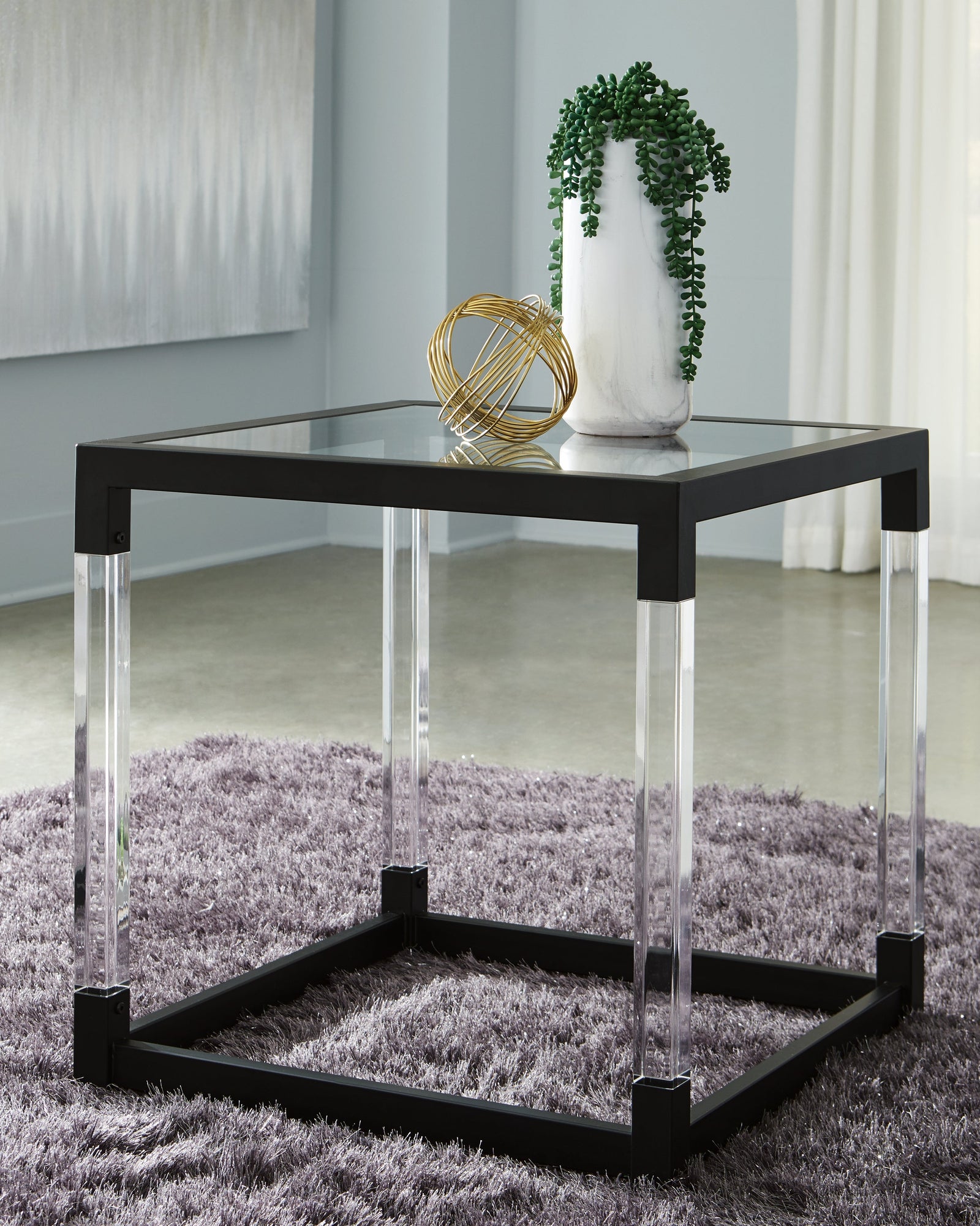 Nallynx Metallic Gray End Table