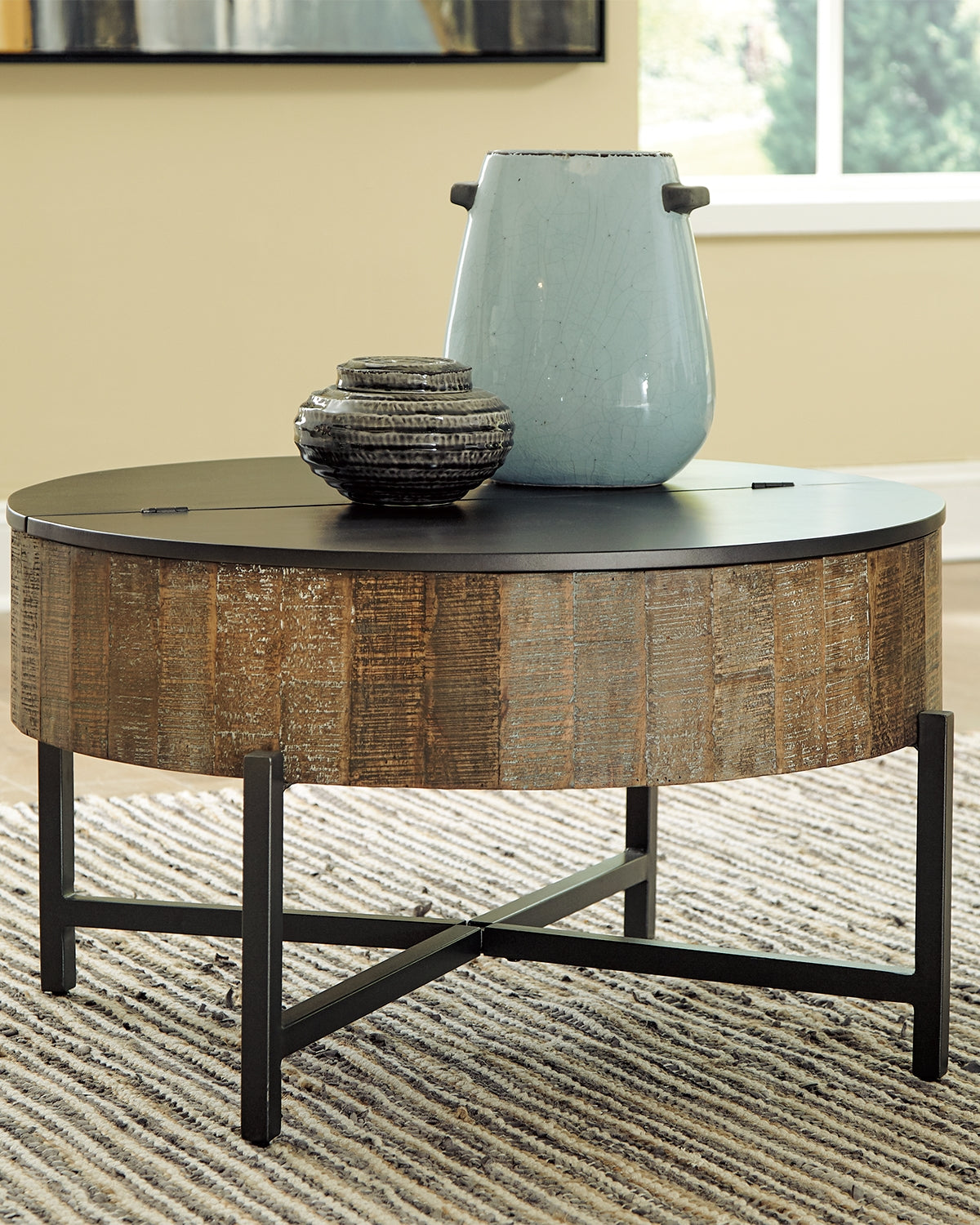 Nashbryn Gray Brown Coffee Table With 1 End