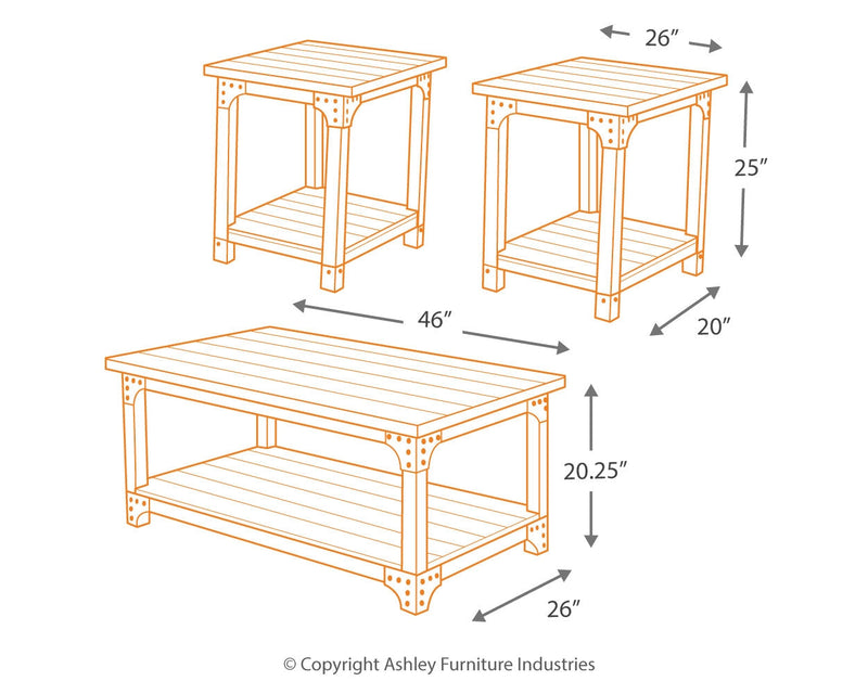 Murphy Medium Brown Table (Set of 3)