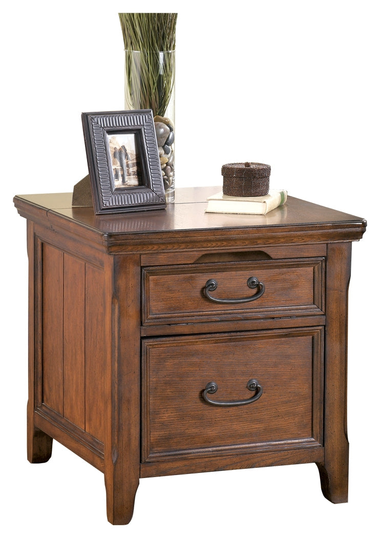 Woodboro Dark Brown Media End Table With Power Outlets