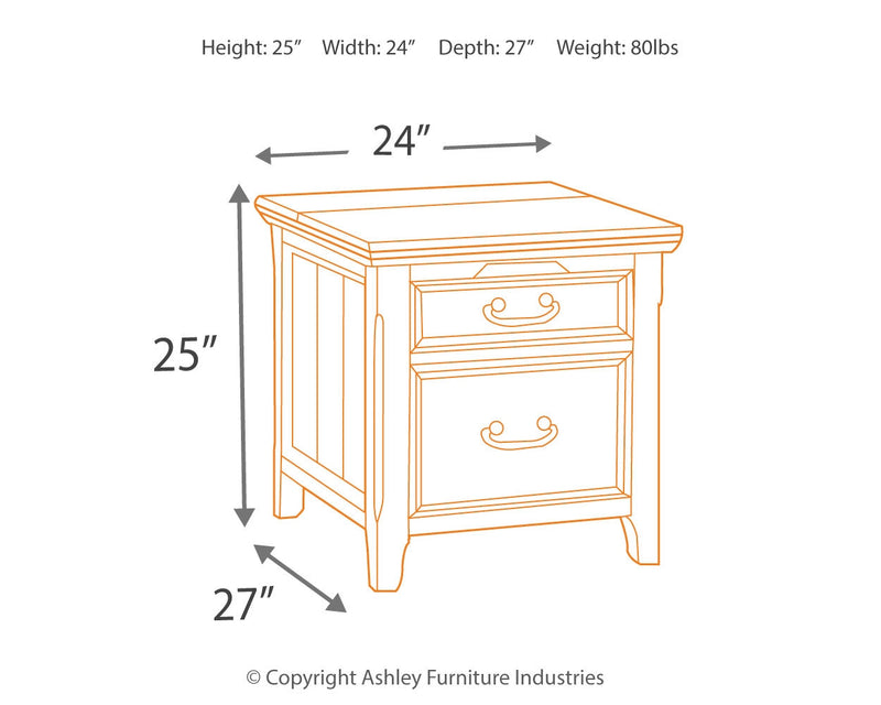 Woodboro Dark Brown Media End Table With Power Outlets