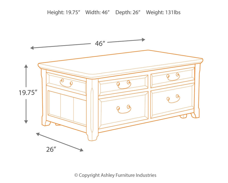 Woodboro Dark Brown Coffee Table With 1 End