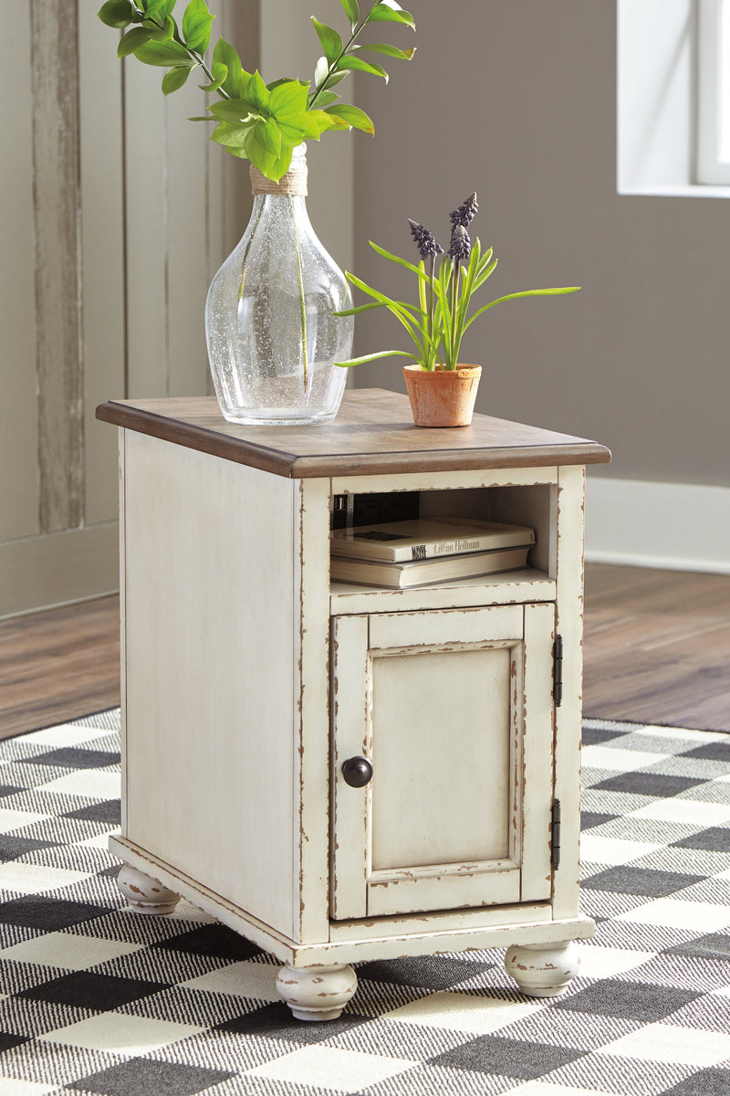 Realyn White Brown Chairside End Table