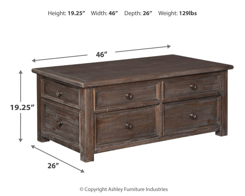 Wyndahl Rustic Brown Coffee Table With Lift Top