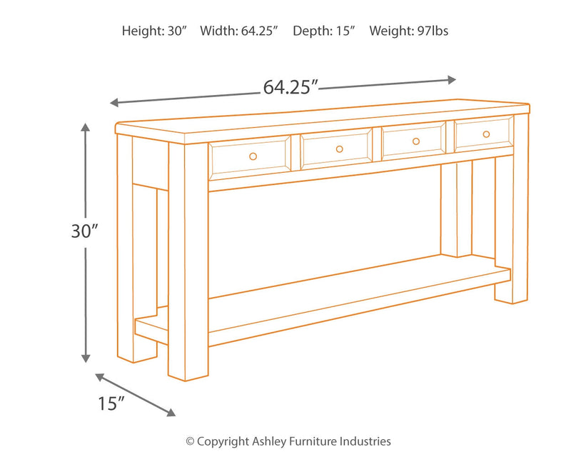 Gavelston Black Sofa Console Table