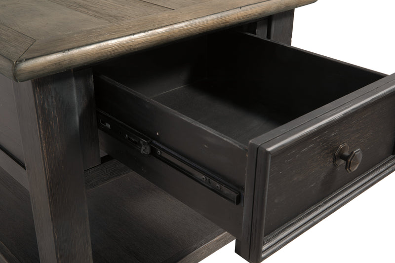 Tyler Creek Grayish Brown Black End Table