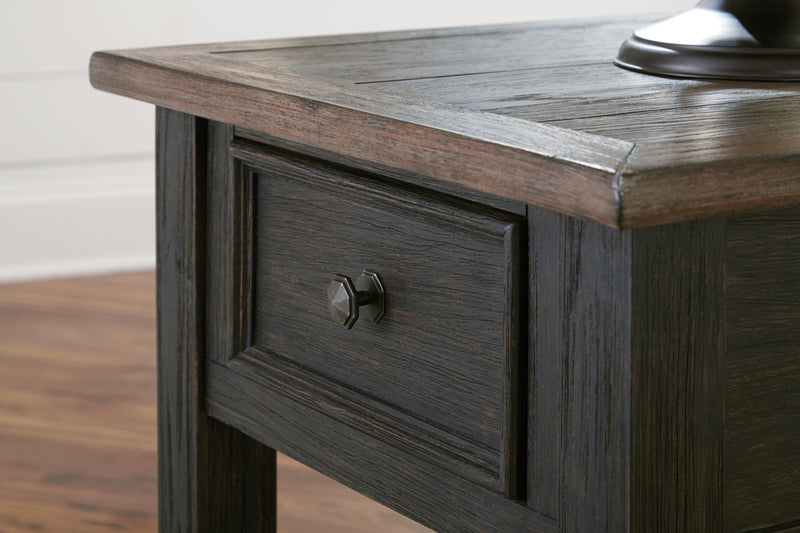 Tyler Creek Grayish Brown Black End Table