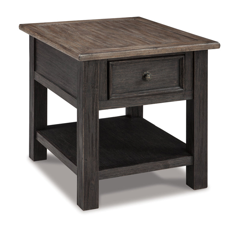 Tyler Creek Grayish Brown Black End Table