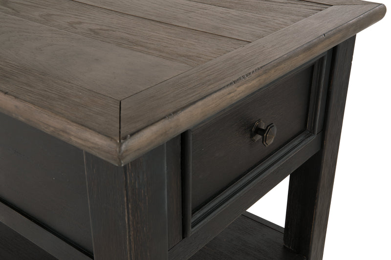 Tyler Creek Grayish Brown Black End Table