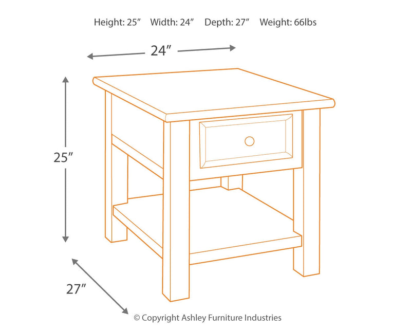 Tyler Creek Grayish Brown Black End Table