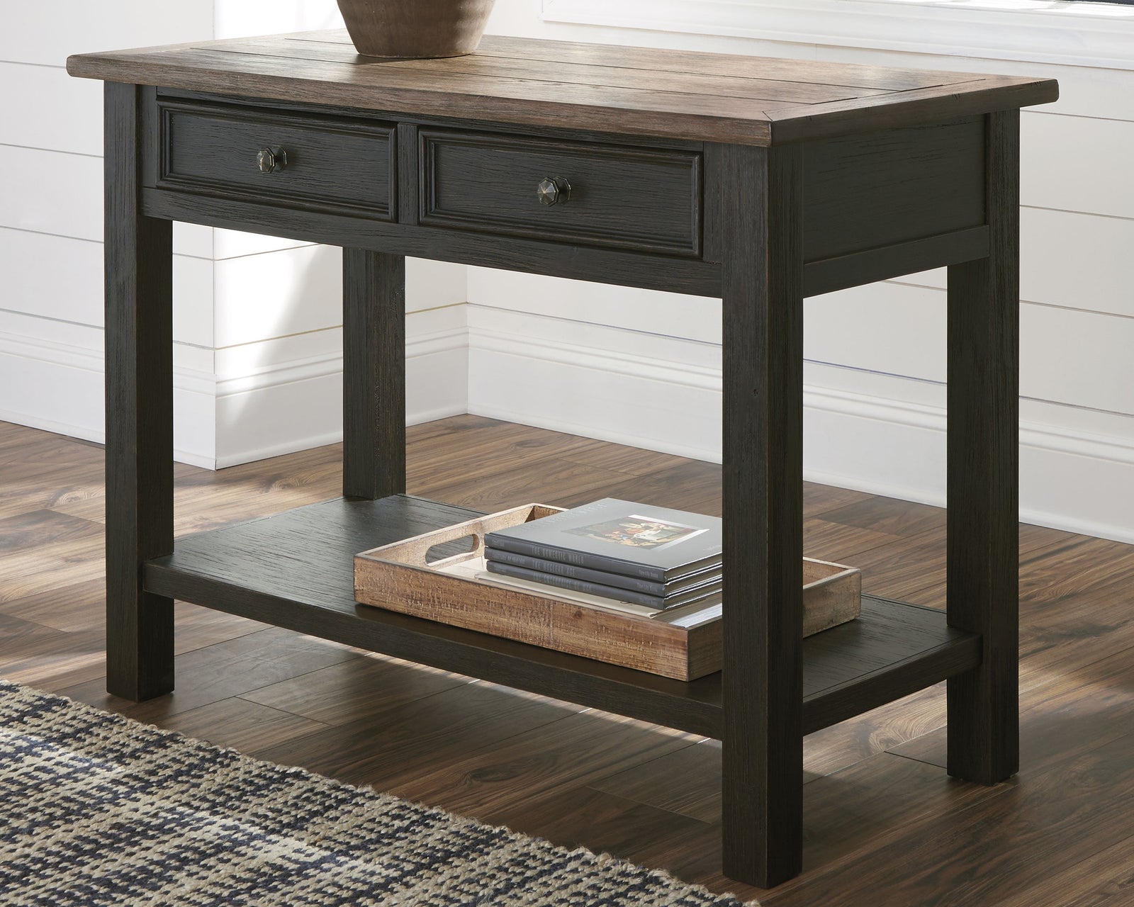 Tyler Creek Grayish Brown Black Sofa Console Table