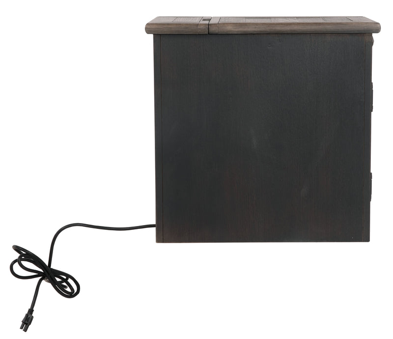 Tyler Creek Grayish Brown Black Chairside End Table With Usb Ports & Outlets