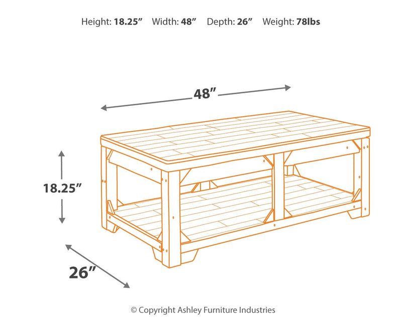 Fregine Whitewash Coffee Table With Lift Top