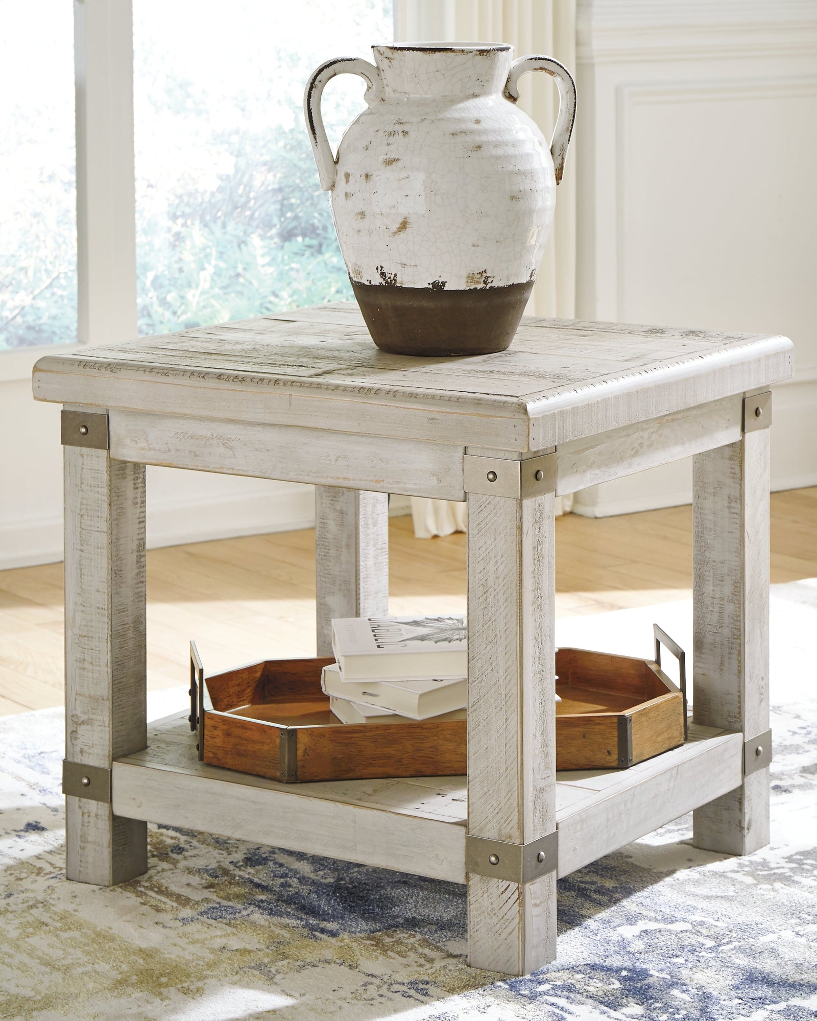 Carynhurst White Wash Gray End Table