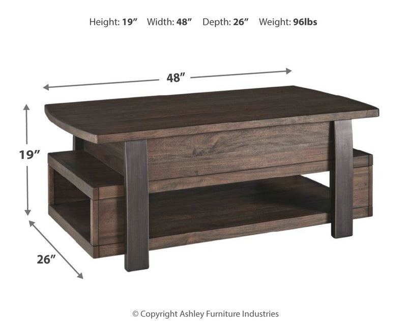 Vailbry Brown Coffee Table With Lift Top